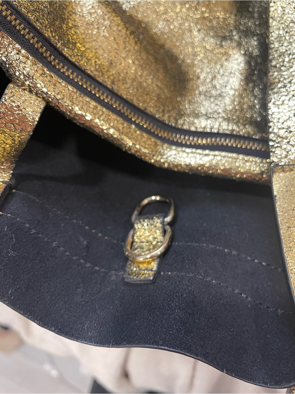 Zara Gold Metallic large leather Tote Bag - - Picture 11 of 15